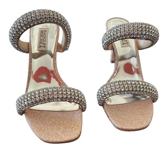 Badgley Mischka Sade Jeweled Double-Band Stiletto Heels Blush Gold NEW Size 6.5 - Picture 4 of 10
